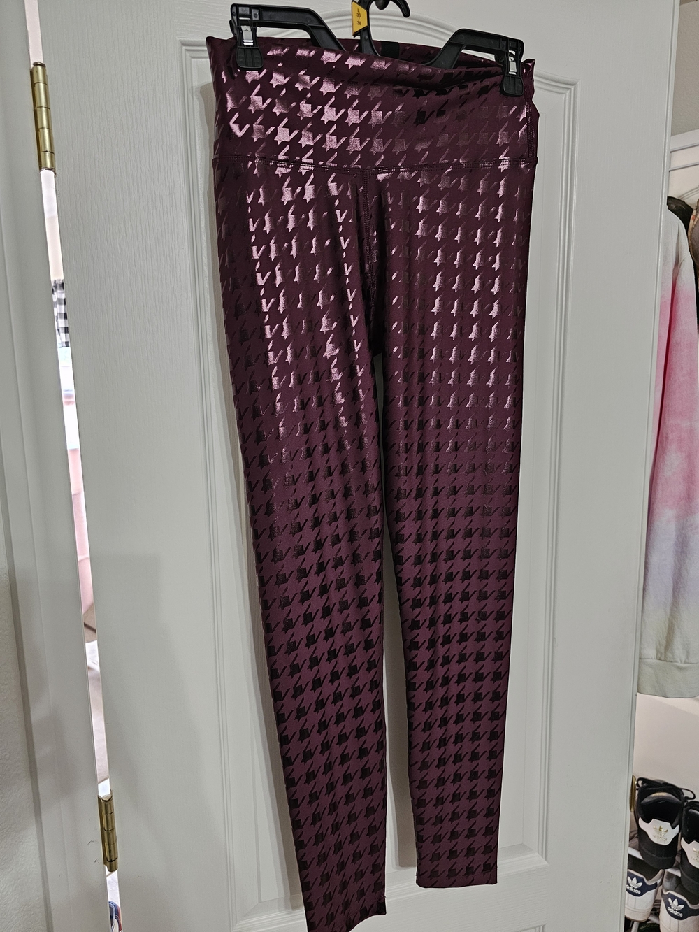 Peloton Show Up High Rise Foil Printed Houndstooth Leggings SzL